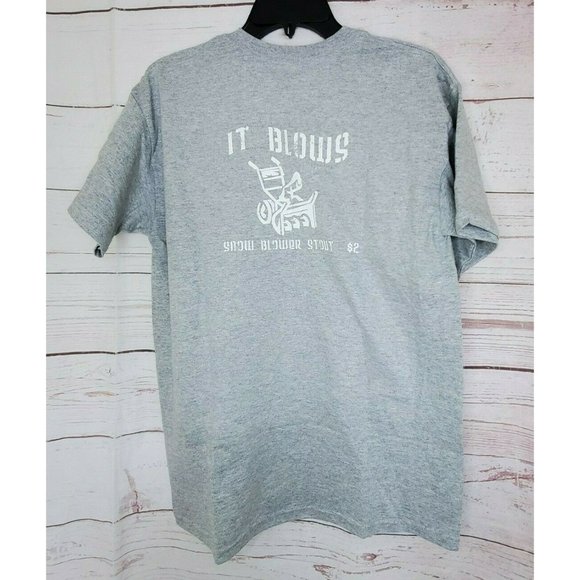 When It Snows It Blows Snow Blower Stout $2 Gildan Ultra Cotton Med T Shirt - Picture 2 of 10